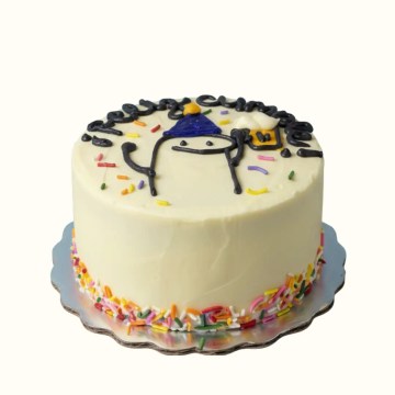 Pastel Flork personalizado con cobertura blanca y confeti de colores