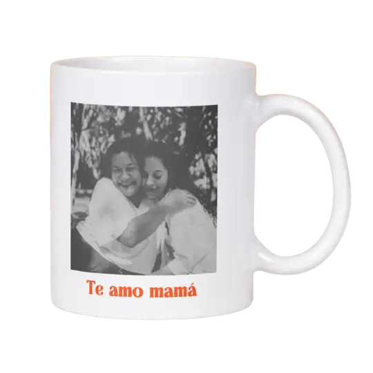 Taza Retrato Te Amo Mamá Acento Naranja